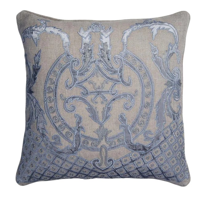 Provence Home Linen with Down Insert 22"x22" Throw Pillow For Sale