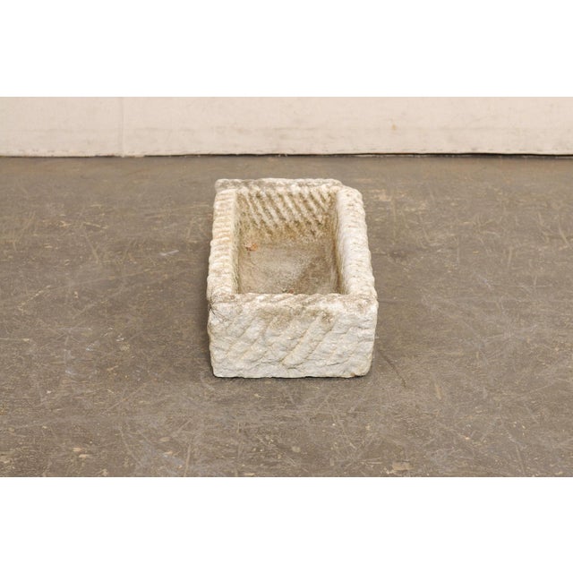 Beige 19th C. Spanish Rectangular Stone Planter For Sale - Image 8 of 11