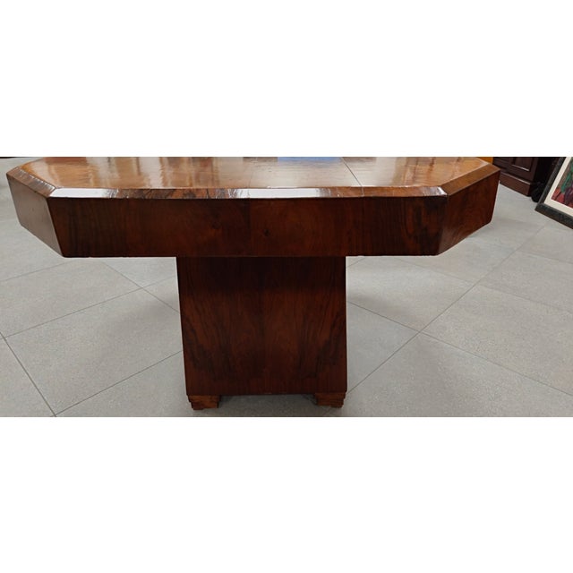 Wood Art Deco Octagonal Walnut Table, 1940s For Sale - Image 7 of 11