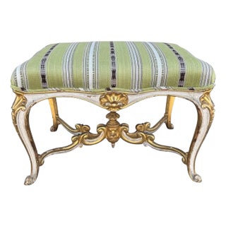 Antique French Louis XV Style Ottoman Footstool Bench For Sale