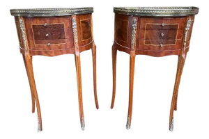 Louis XV Half-Moon Bedside Tables, Set of 2