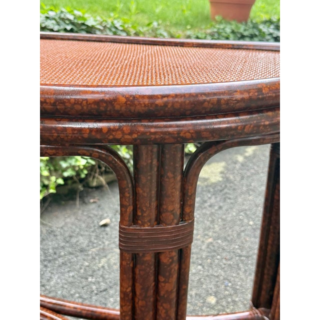 Vintage Faux Tortoise Rattan Console Table For Sale - Image 10 of 11
