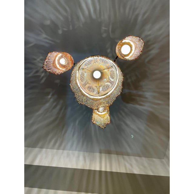 Metal Vintage Brass Chandelier With Colorful Glass Beads For Sale - Image 7 of 12