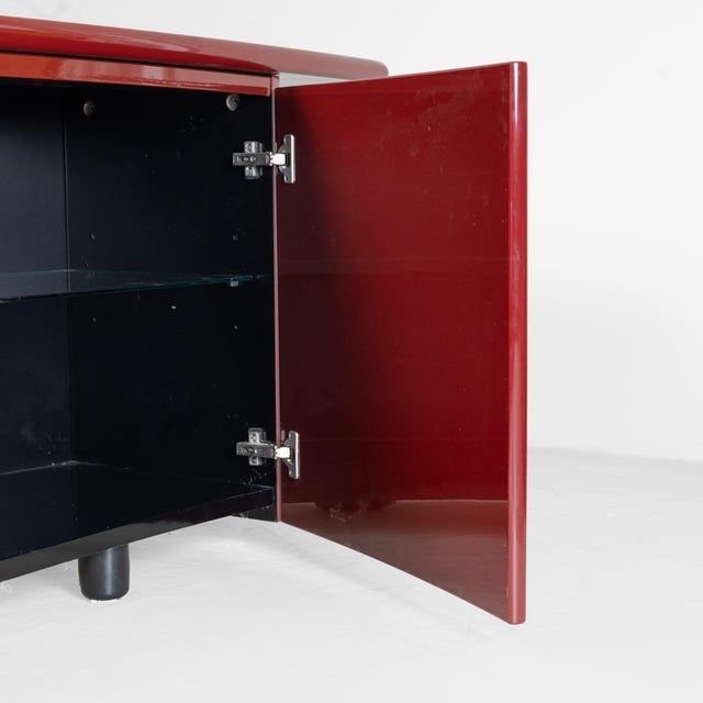 1970s Red Lacquered Wooden Sideboard, 1970s For Sale - Image 5 of 15