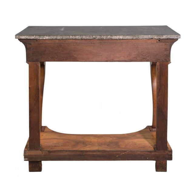 French Restauration Walnut Marble-Top Console Table, Circa 1820 For Sale - Image 4 of 6