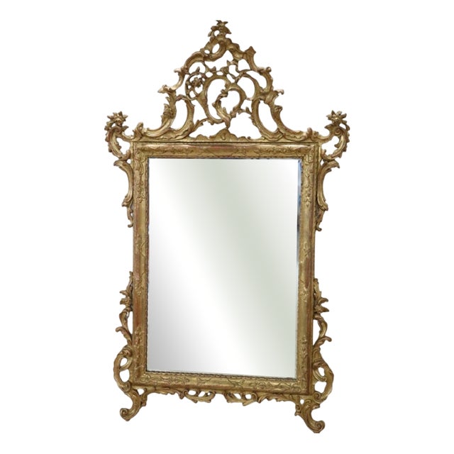 Carved and Gilded Wood Wall Mirror, Early 20th Century For Sale
