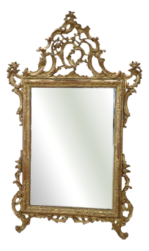 Carved and Gilded Wood Wall Mirror, Early 20th Century