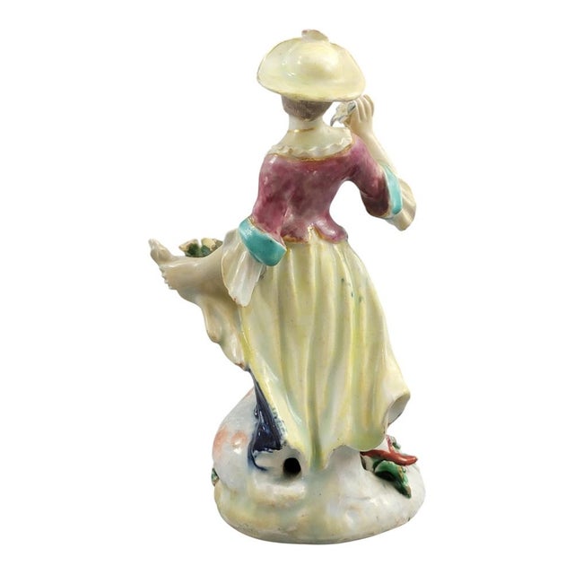 Porcelain Figure of a Lady with Lamb and Flowers from Bow, 1760 For Sale - Image 5 of 8