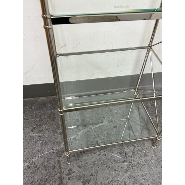 Vintage Chrome With Glass Shelving Campaign Style Etagere For Sale - Image 10 of 12