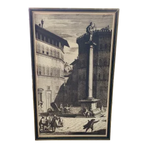 Vintage Tony Duquette Studios Roman Street Scene Poster, Framed