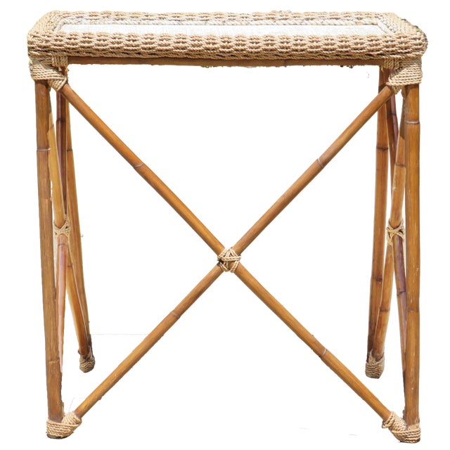 Bamboo & Rope Nautical / Beach Accent Table For Sale In Tulsa - Image 6 of 10