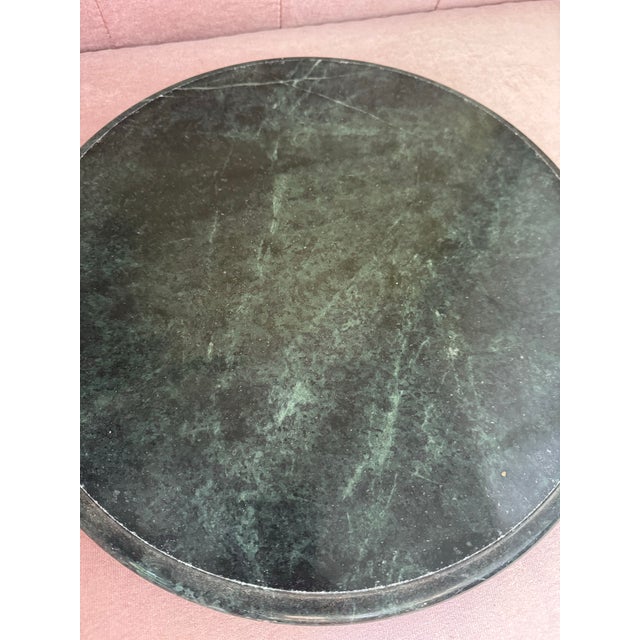 Mid-Century Modern Round Green Marble Lazy Susan/Serving Tray For Sale - Image 3 of 7