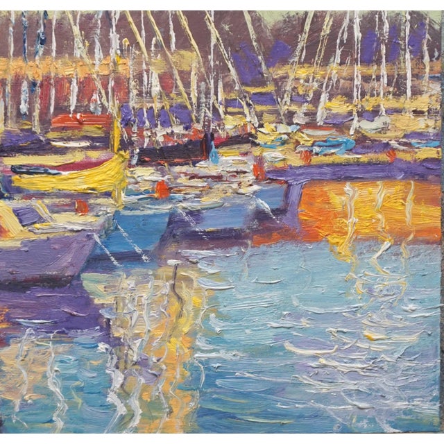 Impressionist Original Oil Painting of Sailboat For Sale - Image 3 of 5