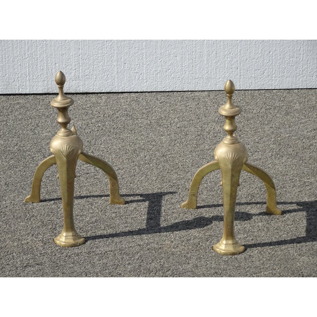Gorgeous Andirons in Great Vintage Condition. Solid and Firm. Wear is usual for their age. Please see photos. Overall a...
