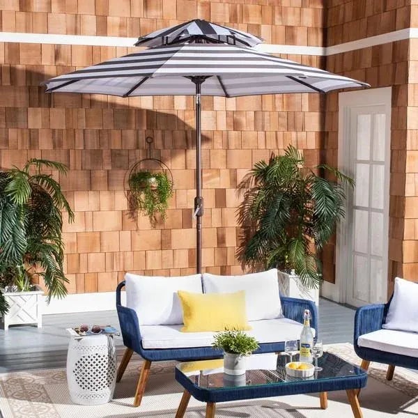 Outdoor Iris Fashion Line 9ft Double Top Umbrella - Grey/White For Sale In Philadelphia - Image 6 of 8