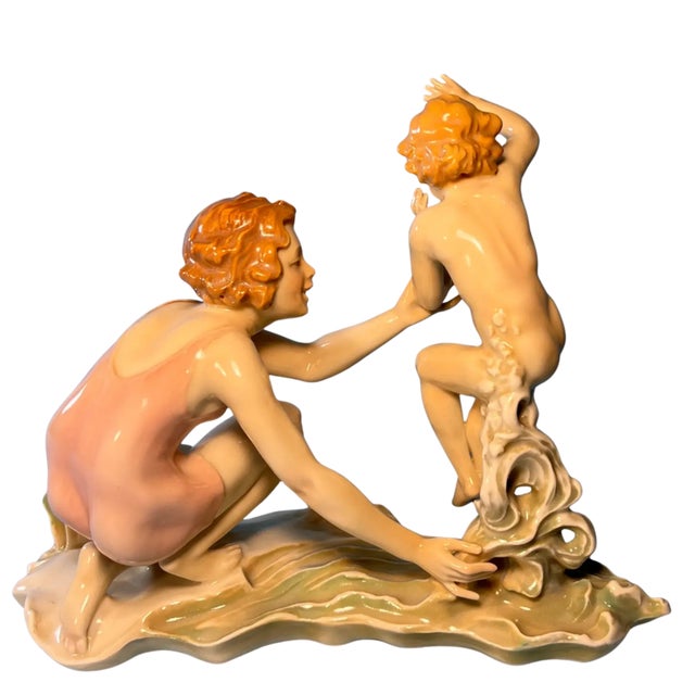 Karl Ens Figurine Mother Child Beach For Sale - Image 10 of 13
