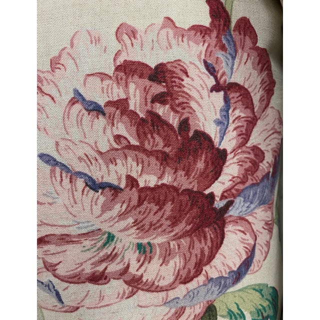 Early 21st Century Pair of 22" Square Pillows With Bold Pink & Blue Floral Print - Made in Uk. For Sale - Image 5 of 8