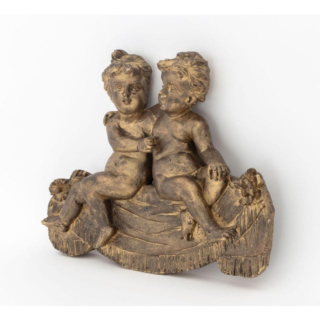 Early 20th Century Belle Epoque Style Two Cherubs Gilt Applique For Sale - Image 5 of 7