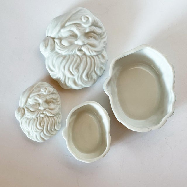 Traditional Vintage Porcelain Nesting Santa Boxes, Set of 2 For Sale - Image 3 of 7