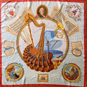 HERMÈS MOZART 1991 Silk Scarf designed by Abadie Julie