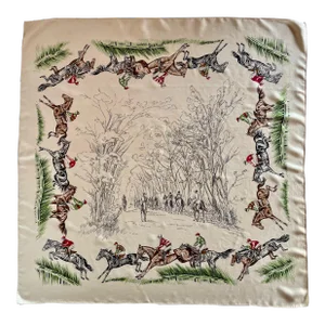 1940s French Silk Equestian Scarf