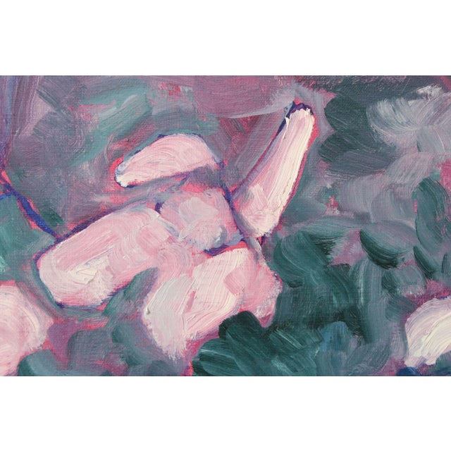 Wood Aldina Nash Original Abstract Oil Painting, Vase of Flowers For Sale - Image 7 of 12