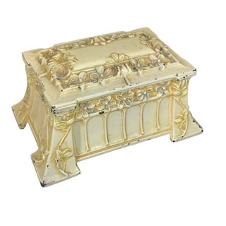 Antique Art Nouveau Jewelry or Trinket Box With Floral Decoration For Sale