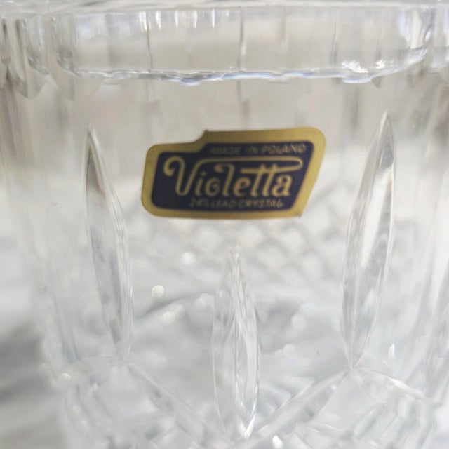 Made of 24% Lead Crystal, featuring a hand-cut diamond and block pattern. Made in Poland. and commonly used for storage of...