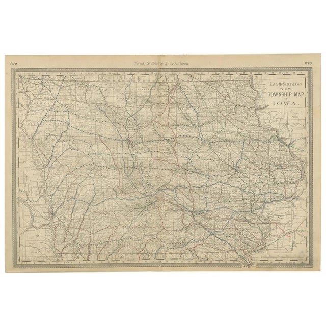 Antique Map of Iowa The Hawkeye State with Railroads & Townships, 1888 For Sale - Image 10 of 10