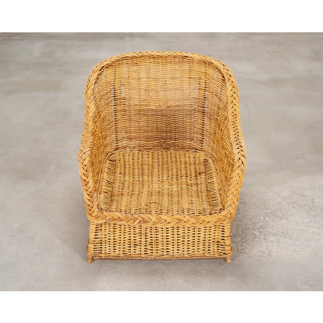 Pair of Organic Modern Rattan Wicker Lounge Armchairs For Sale - Image 12 of 18