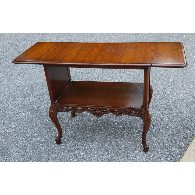 Imperial Grand Rapids Louis XVI Style Carved Mahogany Drop Leaf Side Table For Sale In Washington DC - Image 6 of 11