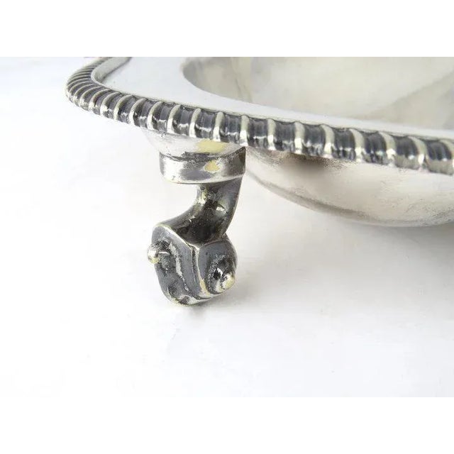 Silver plated shaped three part divided serving tray platter with "juices reservoir". Gadrooned border, shell motif...