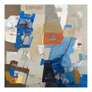 Echoes in Blue – 40x40 Abstract Painting by Donna Weathers For Sale