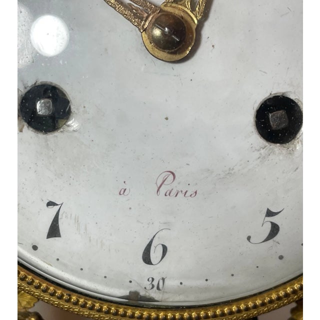 Antique 19th C French a Paris Louis XVI Ornate Ormolu Bronze Marble Mantle Clock For Sale - Image 14 of 16