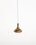 Small brass pendant lamp with a curved shade and a double band of circular perforations. Made by scandi-lamp aps, denmark,...