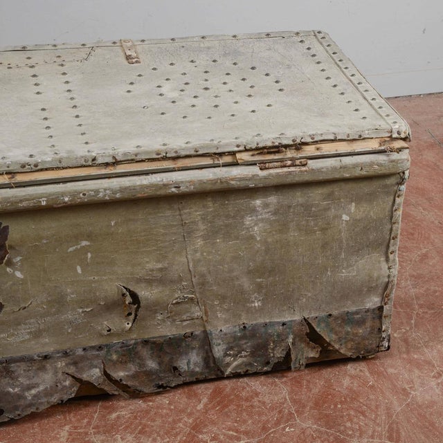 Antique Trunk in Wood, Metal, and Leather For Sale - Image 14 of 18