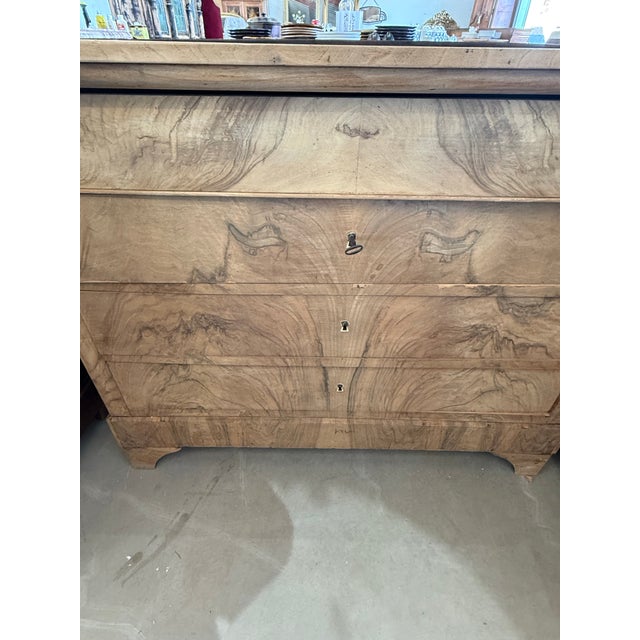 19th Century French Louis Philippe Burl Walnut Bleached Chest of Drawer / Commode For Sale - Image 10 of 12