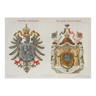 Small Antique German Coat of Arms Chromolithograph Book Plate For Sale