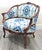 Antique French Louis XV Carved Walnut French Bergère Armchair Ikat 18th Century For Sale - Image 11 of 18