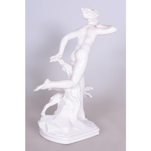 White Vintage Art Deco Sculpture in Ceramic by Jan Lichtág, Czech, 1920s For Sale - Image 8 of 11