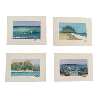 “Hawaiian Paradise” a Collection of Miniature Original Watercolors by Nancy Smith — Set of 4 For Sale