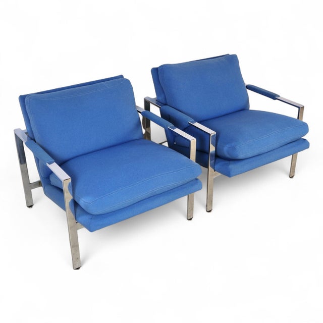 Milo Baughman for Thayer Coggin Vintage Mid Century Modern T Back Lounge Chairs C. 1960s For Sale In New York - Image 6 of 17
