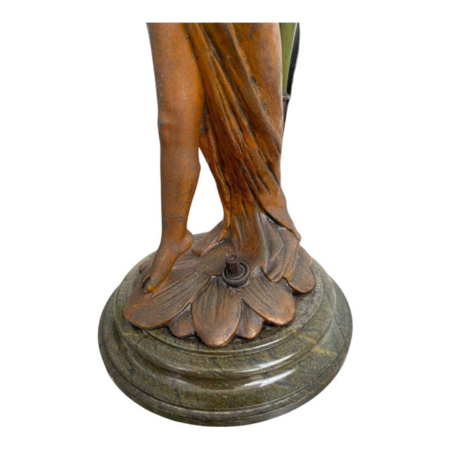 Antique Art Nouveau French Gilt Metal Shell Lamp For Sale In Los Angeles - Image 6 of 6
