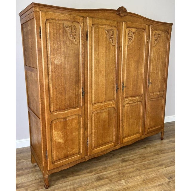 Vintage French Louis XVI Style Wardrobe in Oak For Sale - Image 4 of 13