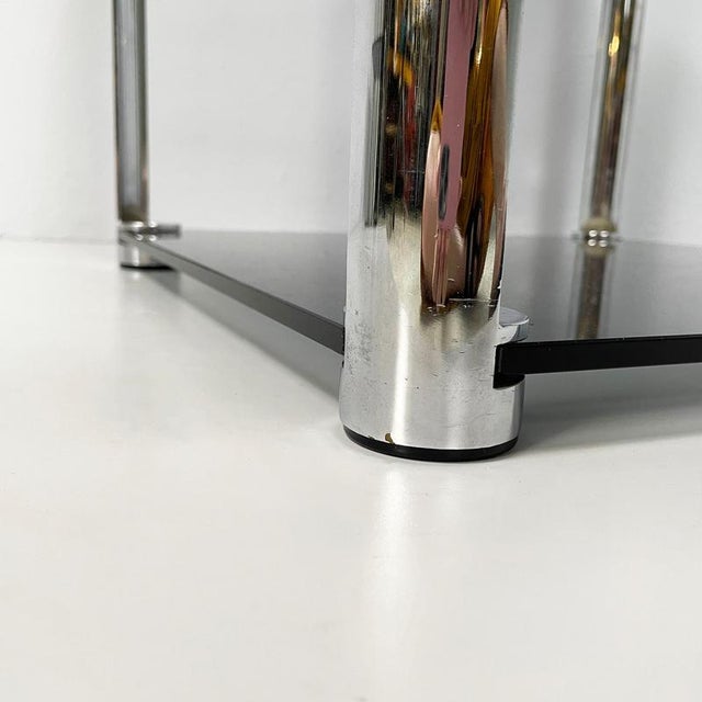 Italian Modern Coffee Tables in Smoked Glass and Chromed Metal, 1980s, Set of 2 For Sale - Image 15 of 18