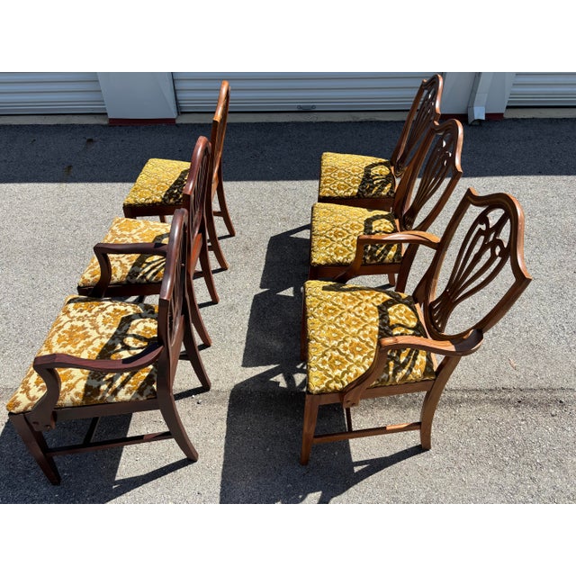 Mid 20th Century Vintage Floral Midcentury Modern Dining Room Chairs, Set of 6 For Sale - Image 5 of 8