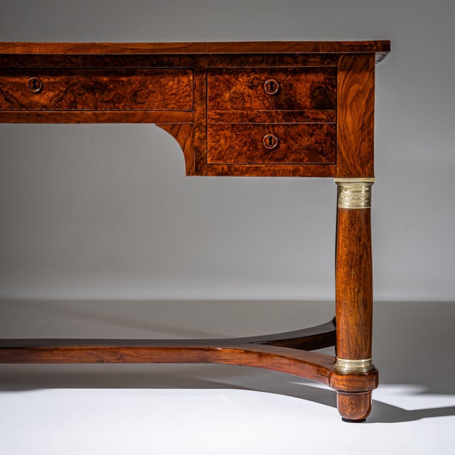 Brown Charles X-Style Bureau Plat, France, 19th Century For Sale - Image 8 of 12