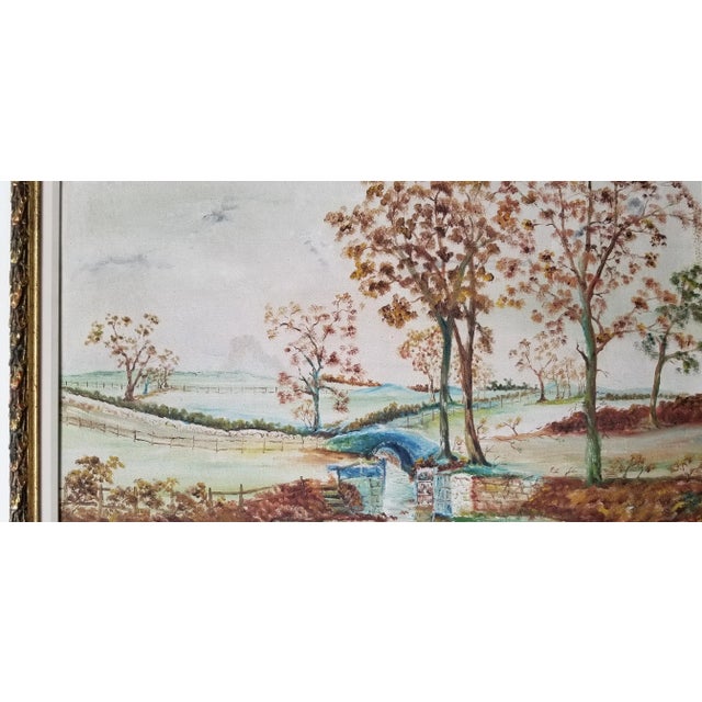 Brown 1907 "Over the Hills and Far Away" Landscape Oil Painting by H. J Petersen, Framed For Sale - Image 8 of 13