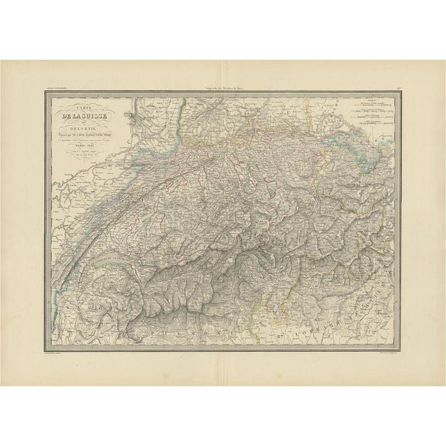Mid 19th Century Antique Map of Switzerland by Lapie, 1842 For Sale - Image 5 of 5