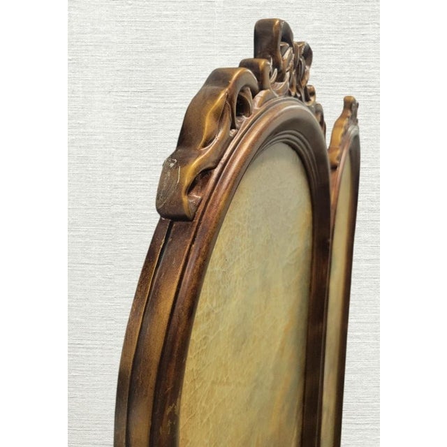 A wonderful pair of vintage English urn garden painted wood wall plaque panels. The wooden plaques feature painted large...